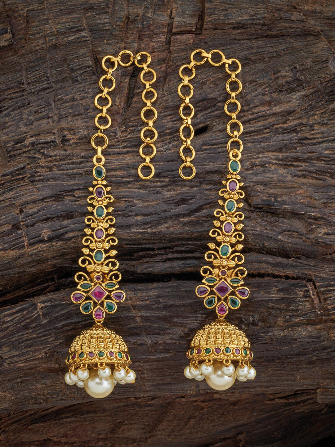 

Kushal's Fashion Jewellery Gold-Plated Beaded Dome Shaped Jhumkas