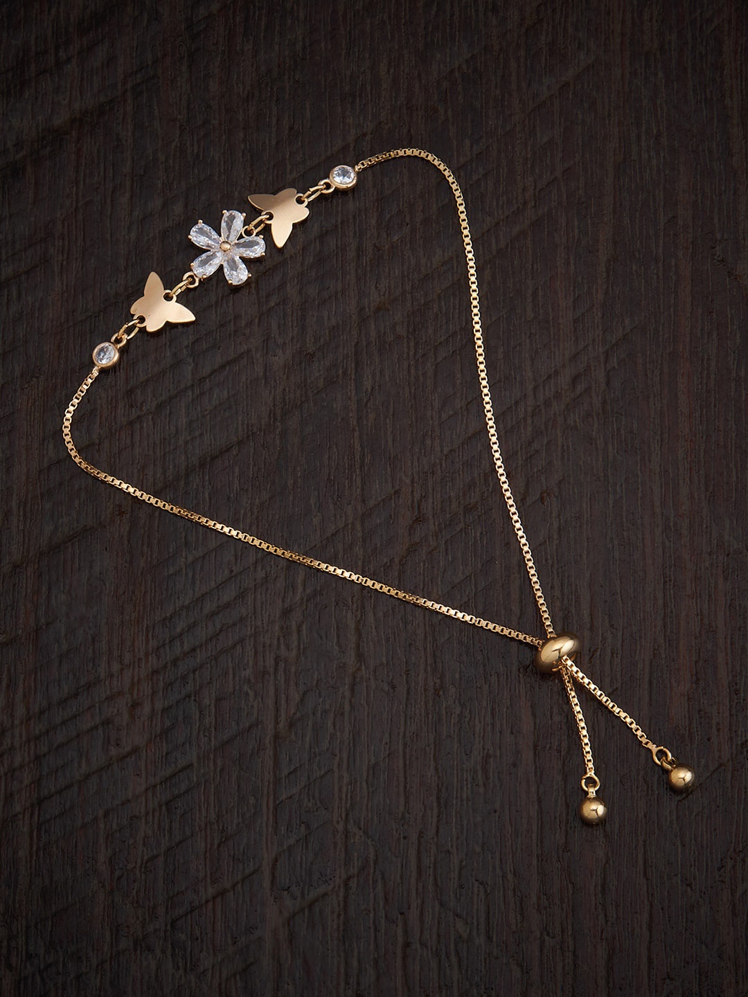 

Kushal's Fashion Jewellery Gold-Plated Zircon Studded Charm Bracelet