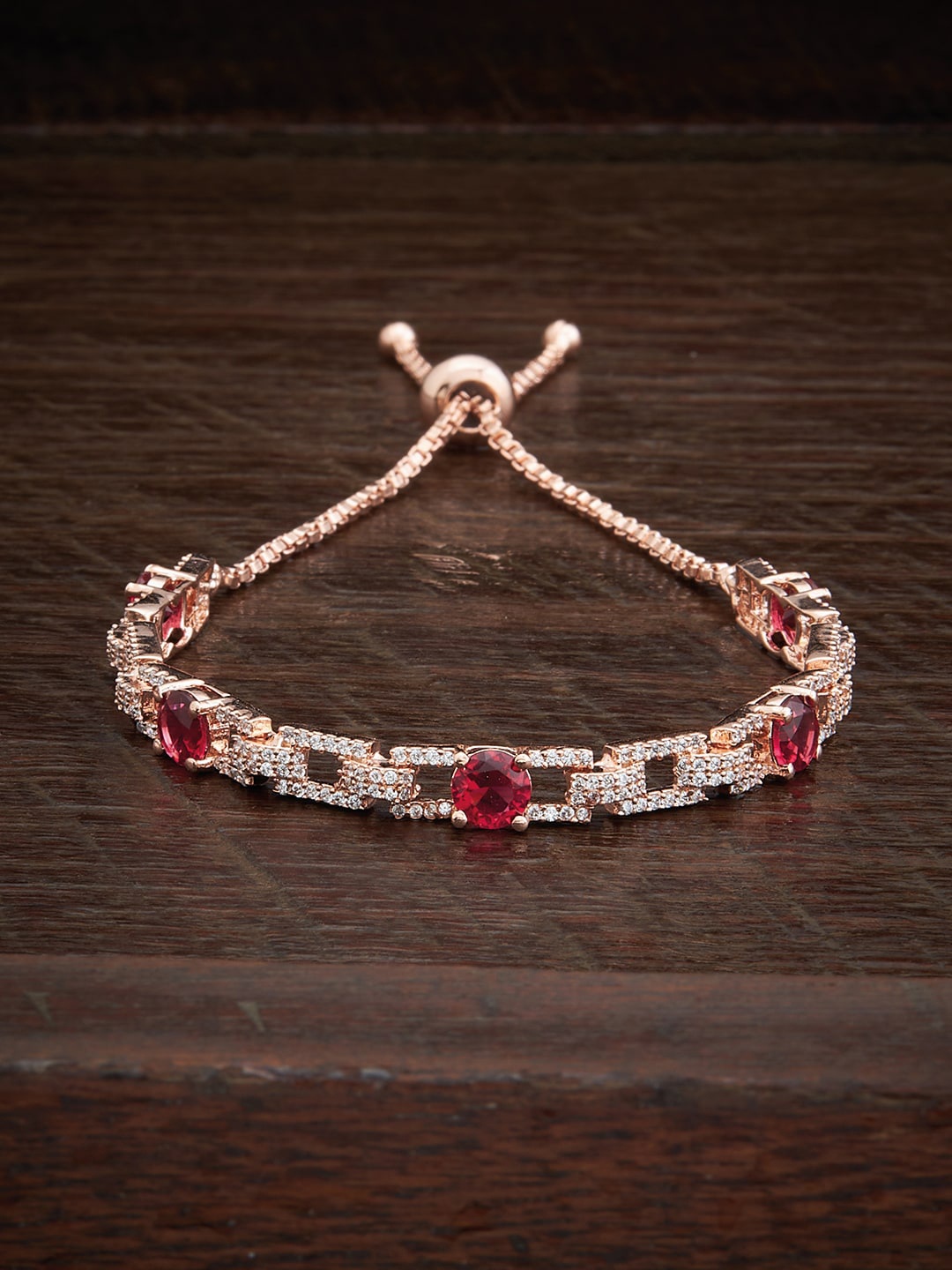 

Kushal's Fashion Jewellery Cubic Zirconia Rose Gold-Plated Cuff Bracelet