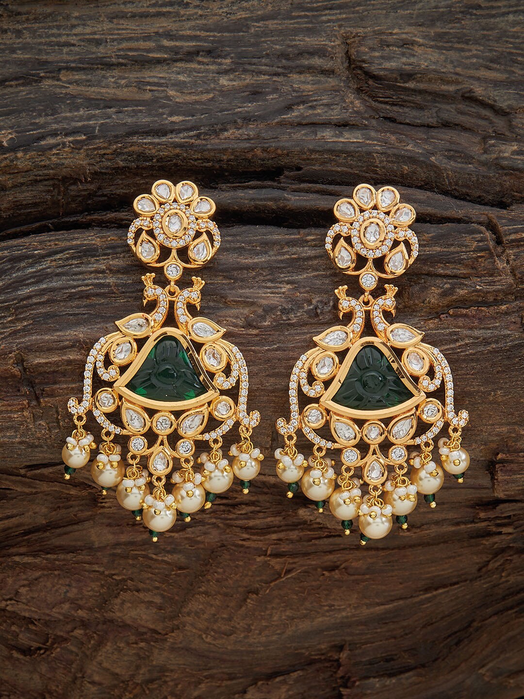 

Kushal's Fashion Jewellery Kundan Studded Drop Earrings, Gold