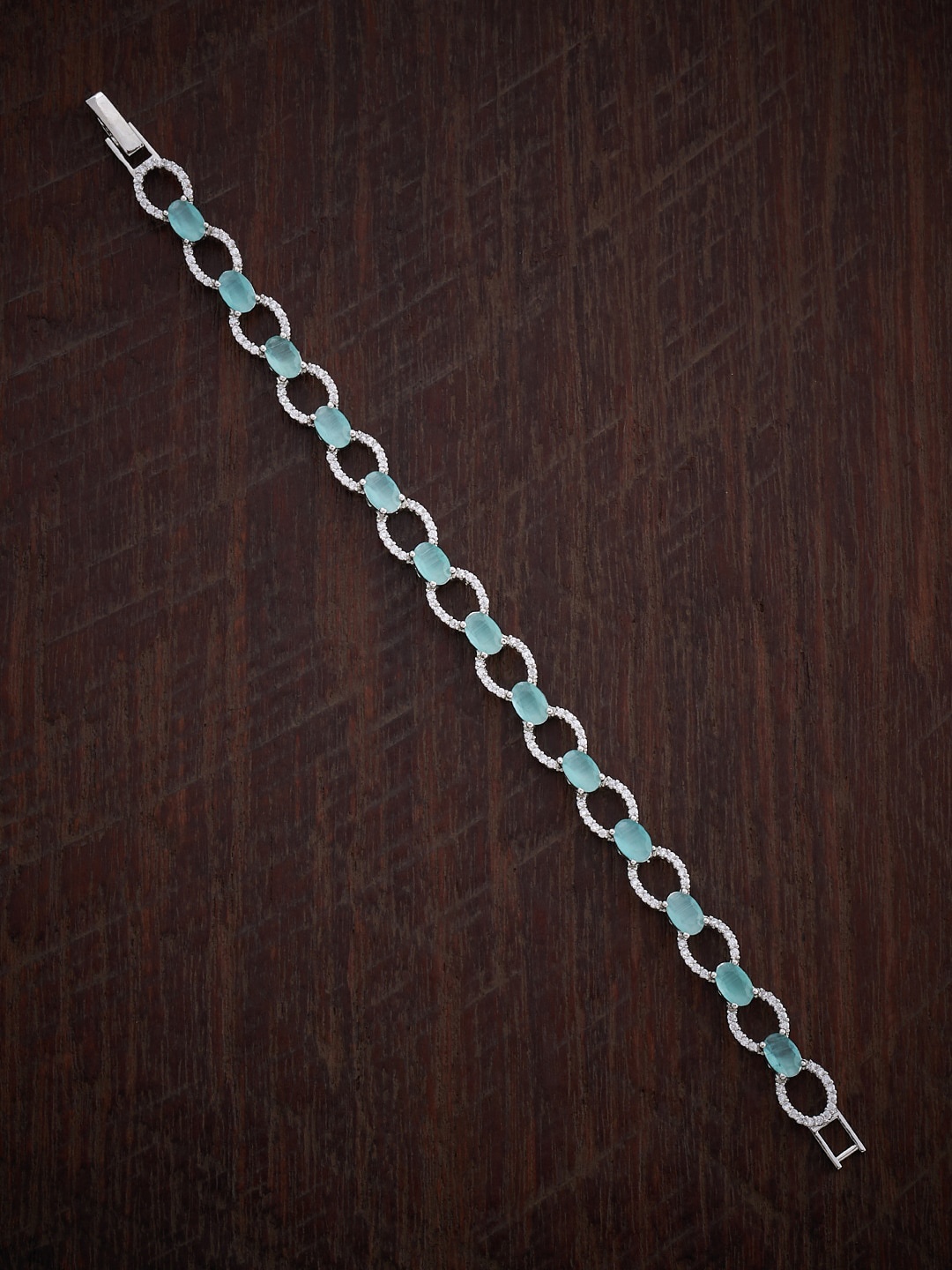 

Kushal's Fashion Jewellery Cubic Zirconia Rhodium-Plated Link Bracelet, Silver