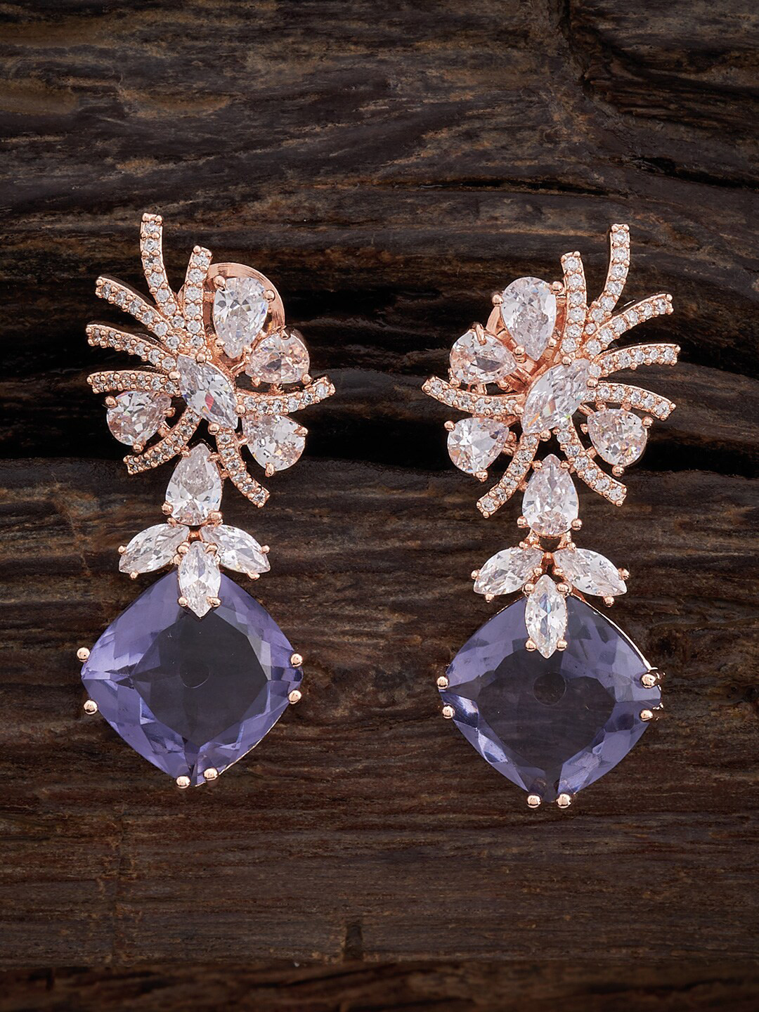 

Kushal's Fashion Jewellery Rose Gold Plated Diamond Shaped Drop Earrings