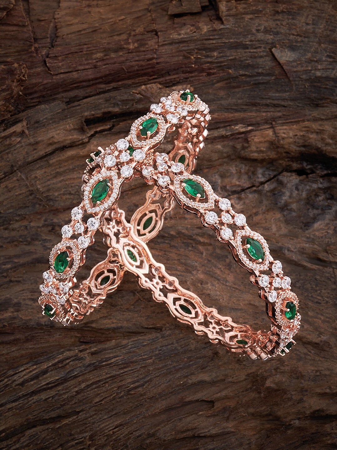 

Kushal's Fashion Jewellery Set Of 2 Rose Gold-Plated Bangles