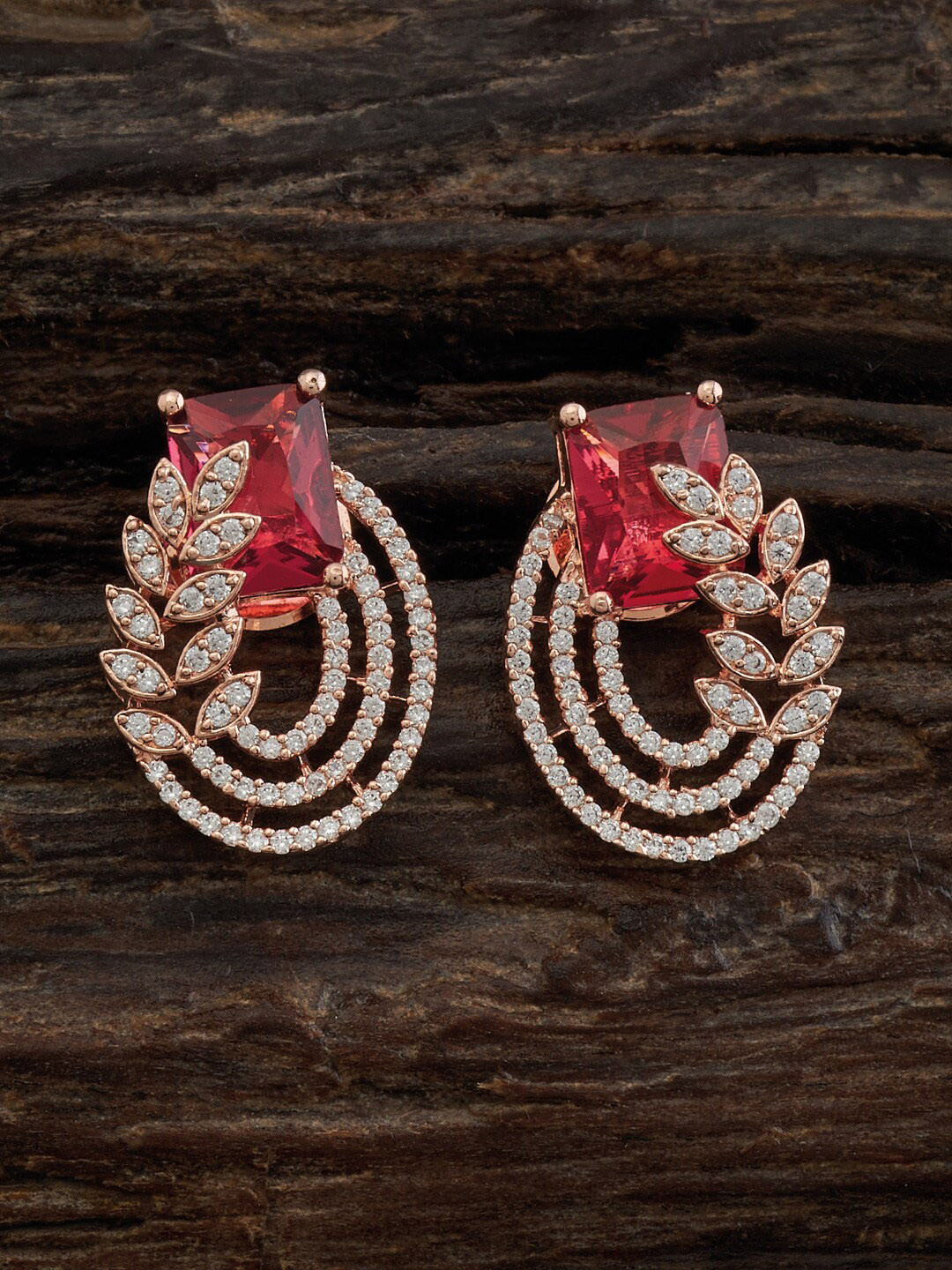 

Kushal's Fashion Jewellery Rose Gold-Plated CZ-Studded Classic Studs Earrings