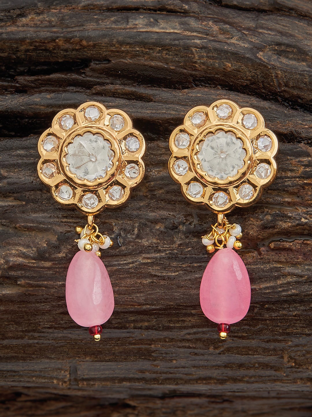 

Kushal's Fashion Jewellery Floral Drop Earrings, Gold