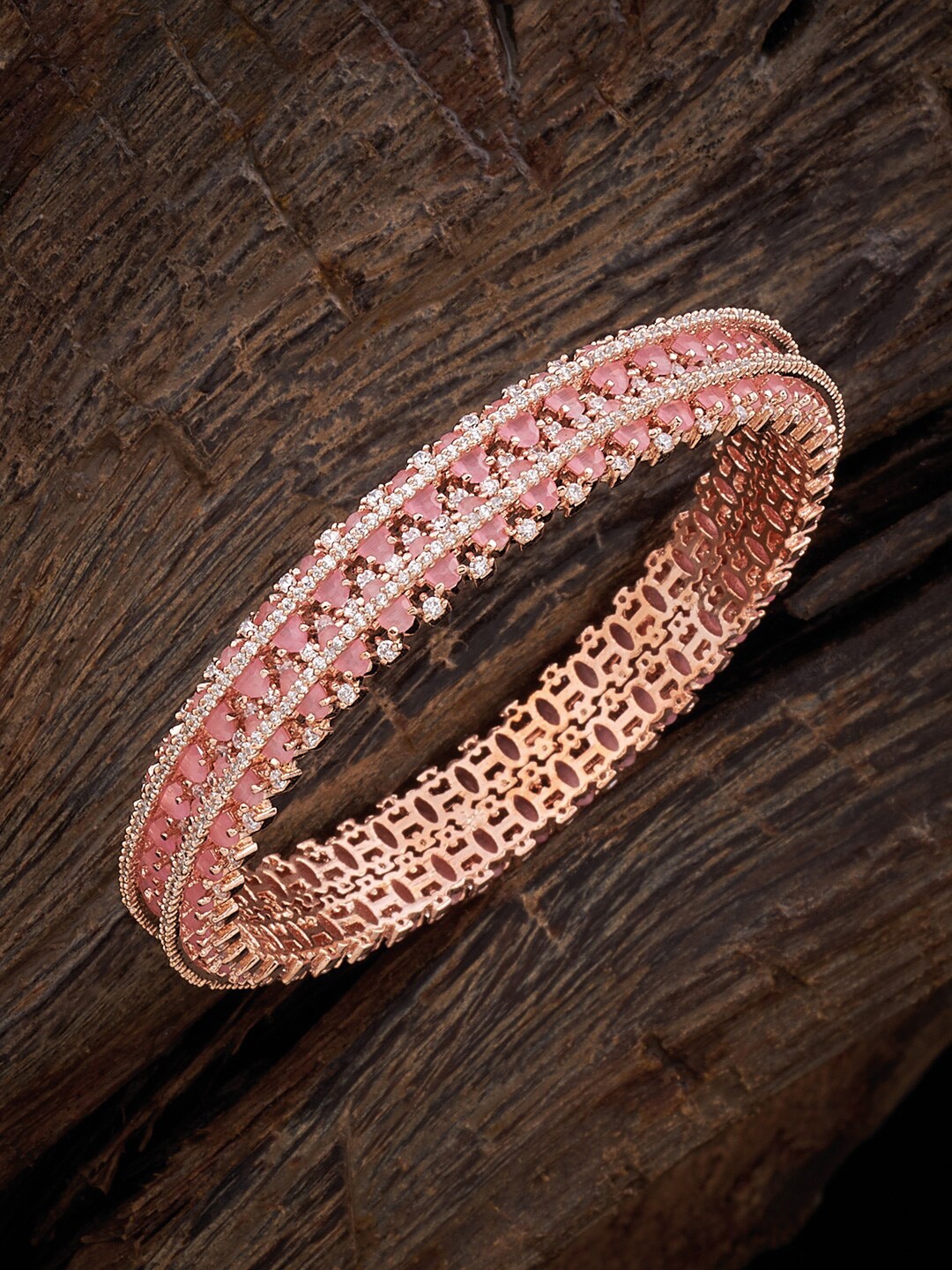 

Kushal's Fashion Jewellery Rose Gold-Plated CZ-Studded Bangle