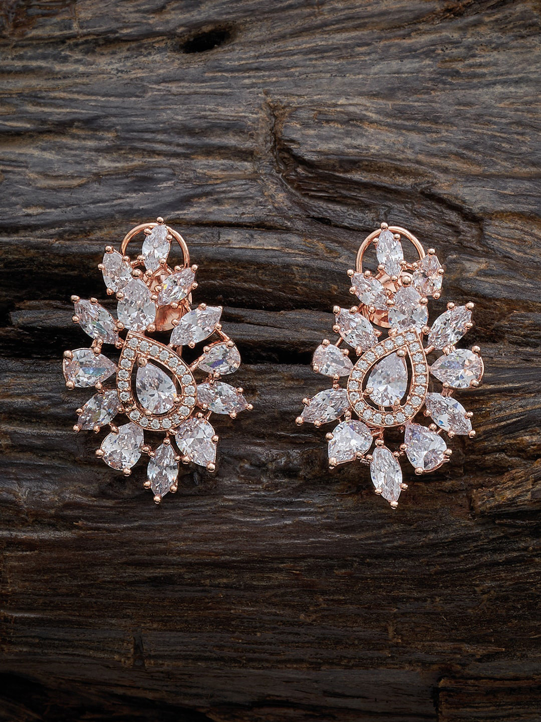 

Kushal's Fashion Jewellery Rose Gold-Plated Zircon-Studded Classic Stud Earrings