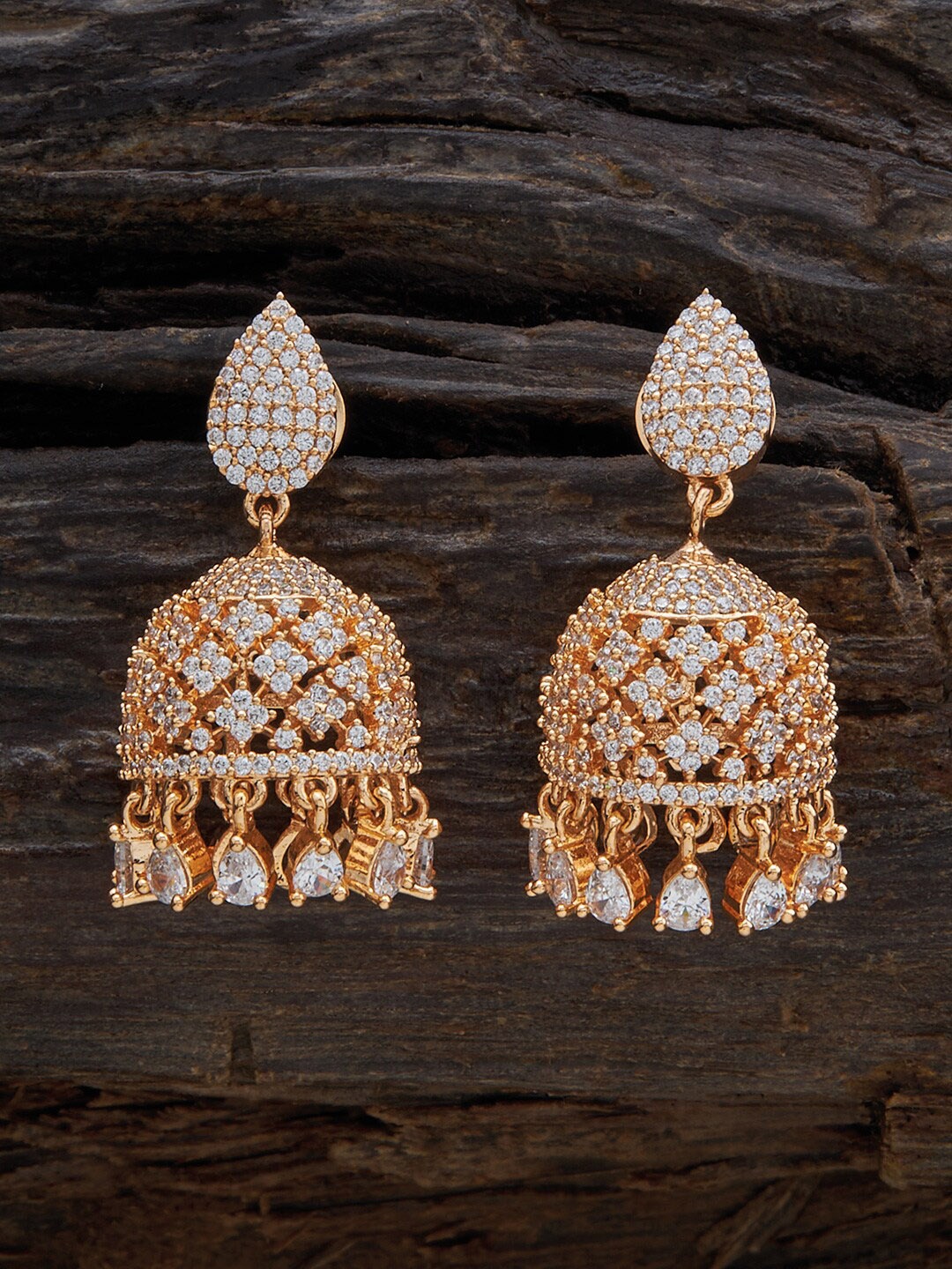 

Kushal's Fashion Jewellery Gold-Plated Dome Shaped Jhumkas