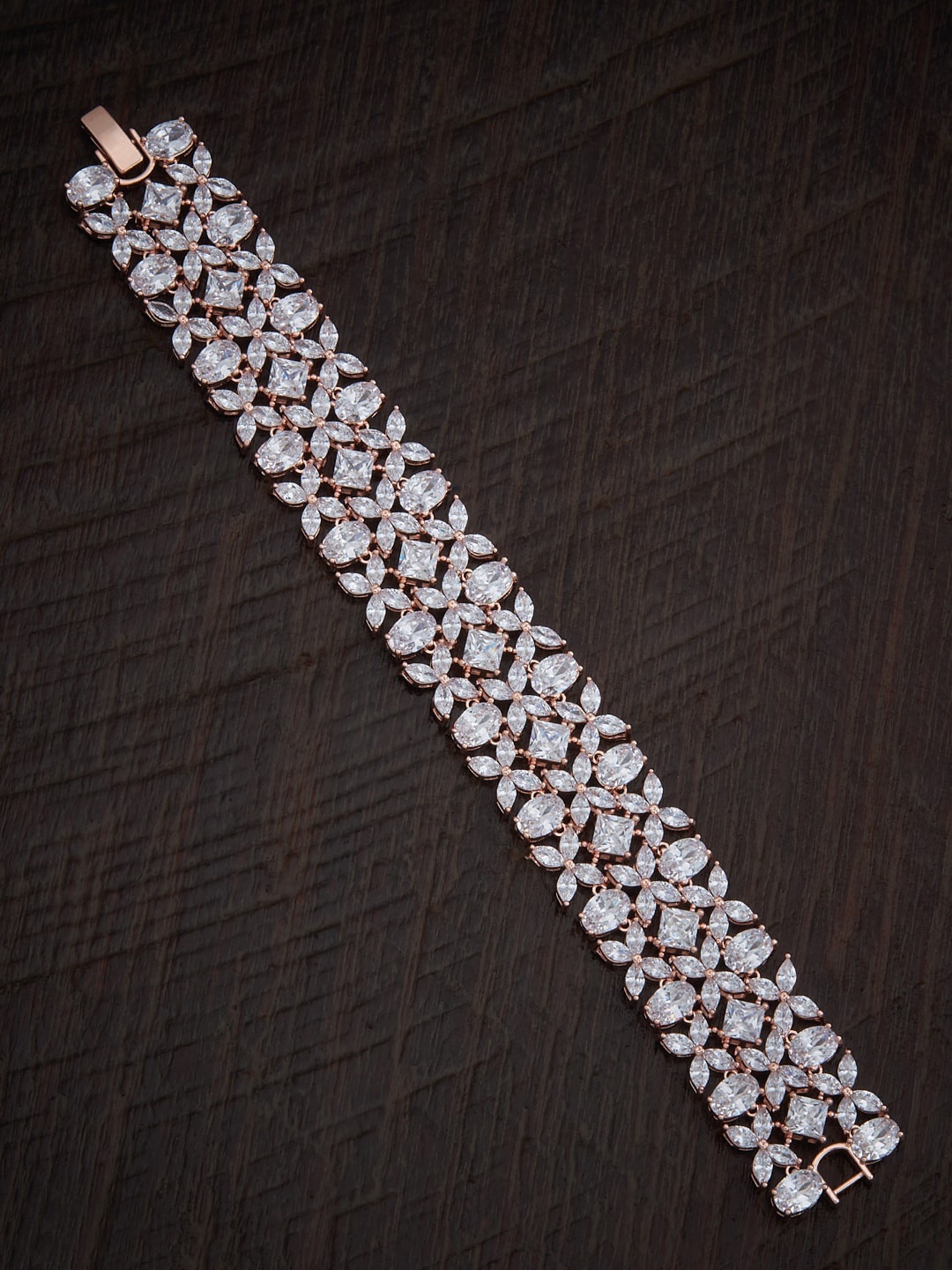 

Kushal's Fashion Jewellery Cubic Zirconia Rose Gold-Plated Link Bracelet