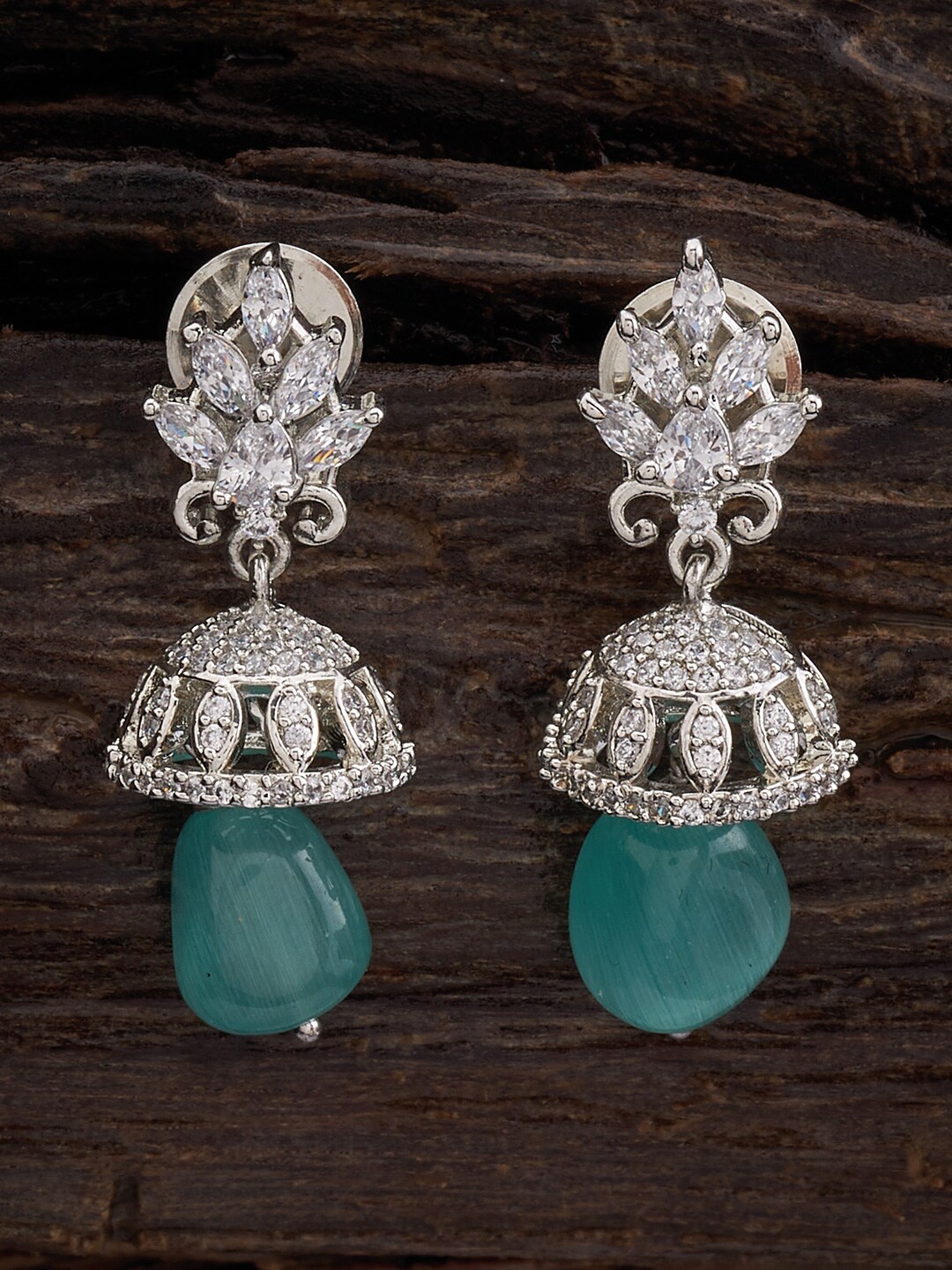 

Kushal's Fashion Jewellery Rhodium Plated Dome Shaped Jhumkas, Silver