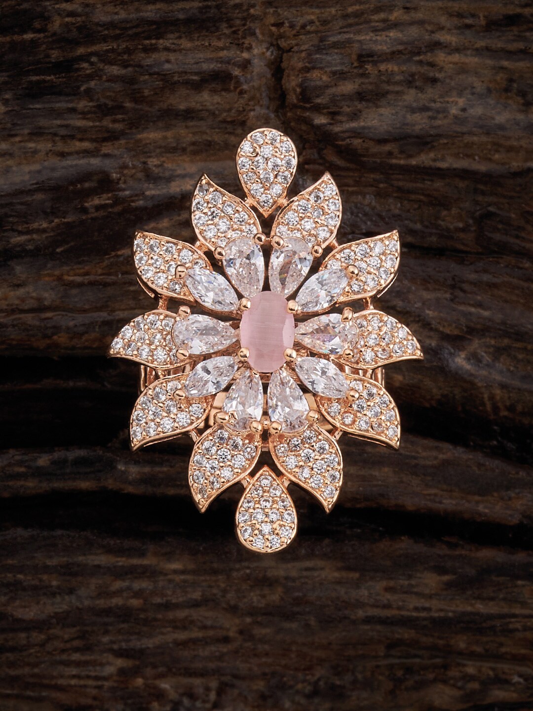 

Kushal's Fashion Jewellery Rose Gold-Plated CZ-studded Adjustable Finger Ring