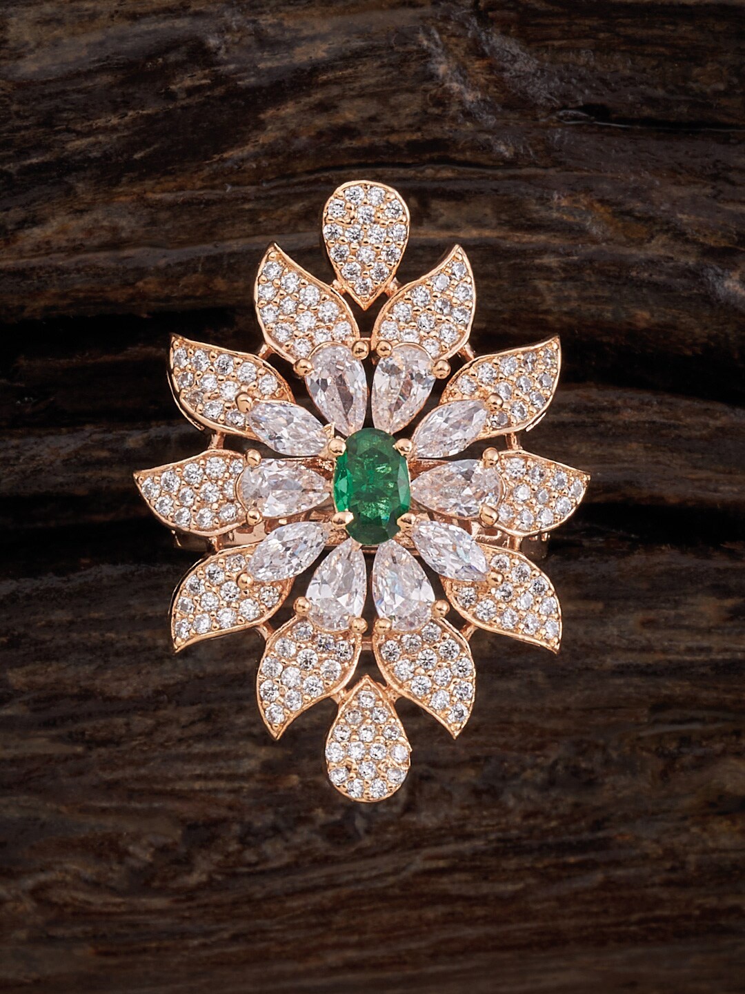 

Kushal's Fashion Jewellery Rose Gold-plated Zircon-studded Adjustable Finger Ring