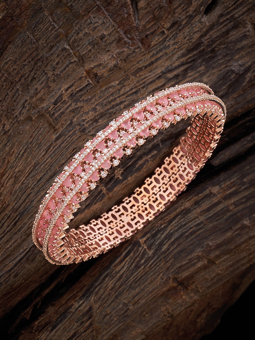 

Kushal's Fashion Jewellery Rose Gold Plated Stone-Studded Bangle