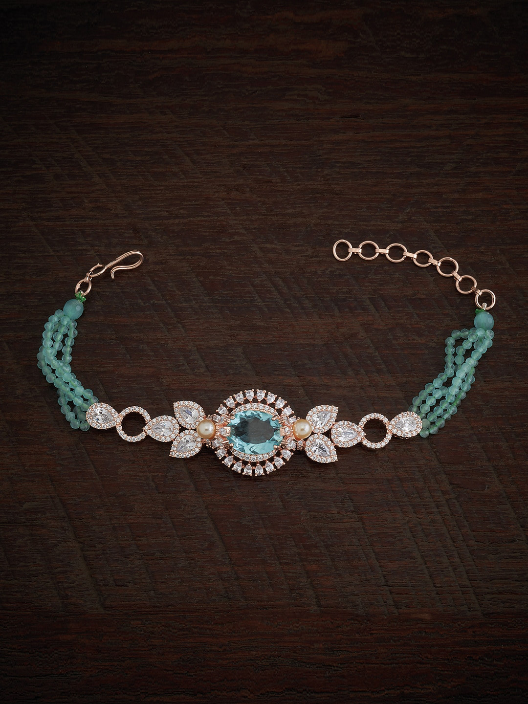 

Kushal's Fashion Jewellery Cubic Zirconia Rose Gold-Plated Link Bracelet