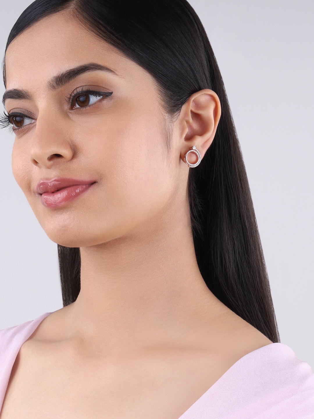 

Kushal's Fashion Jewellery Rose Gold-Plated Studs Earrings, White