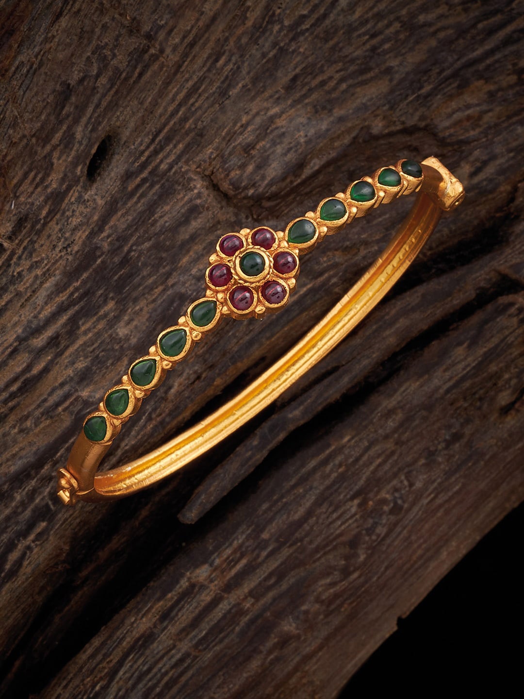 

Kushal's Fashion Jewellery Silver Temple Gold-Plated Bangle-Style Bracelet