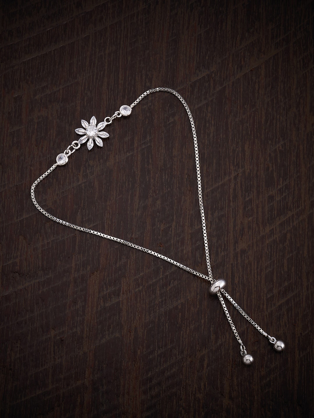 

Kushal's Fashion Jewellery Cubic Zirconia Rhodium-Plated Charm Bracelet, Silver