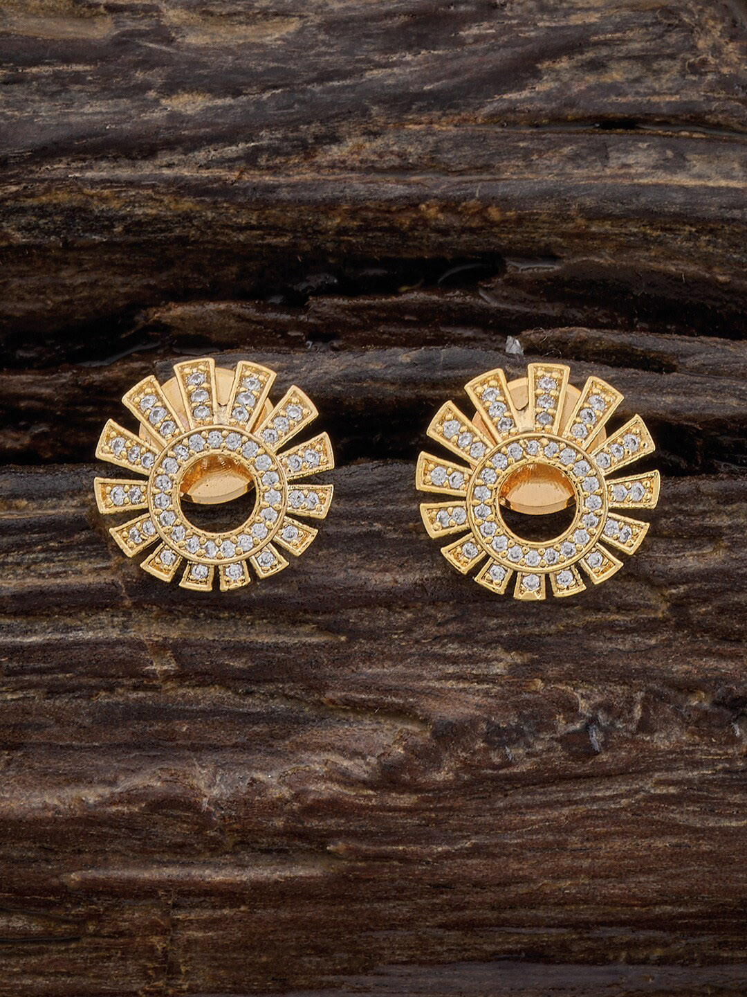 

Kushal's Fashion Jewellery Gold-Plated Zircon-Studded Classic Stud Earrings