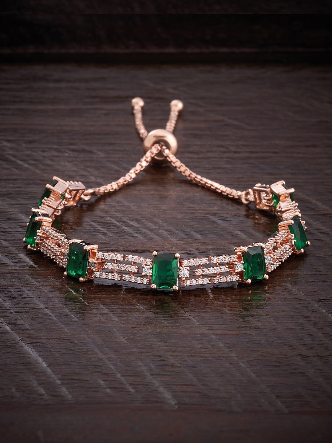 

Kushal's Fashion Jewellery Rose Gold-Plated Zircon-Studded Wraparound Bracelet