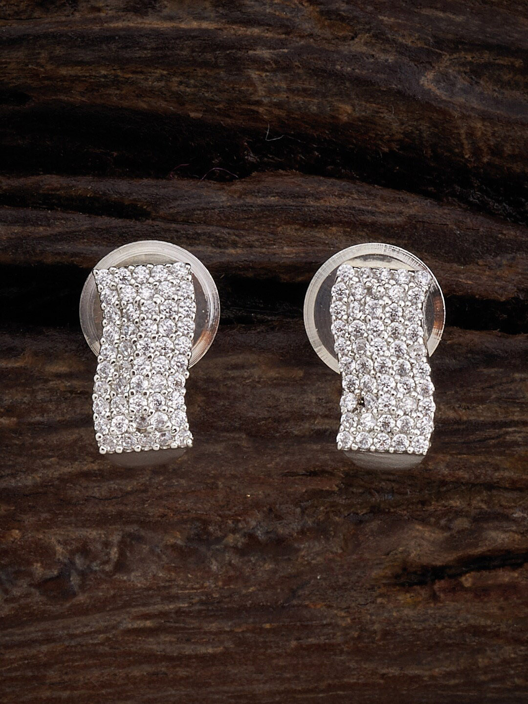 

Kushal's Fashion Jewellery Rhodium Plated Studs Earrings, Silver