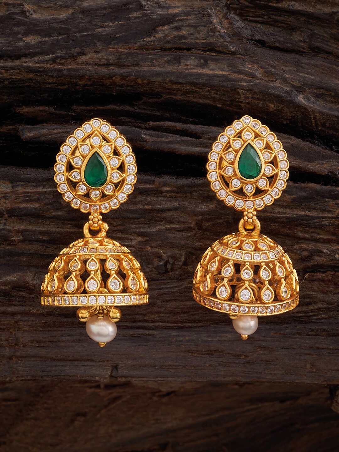 

Kushal's Fashion Jewellery 92.5 Pure Silver Gold Plated Jhumkas