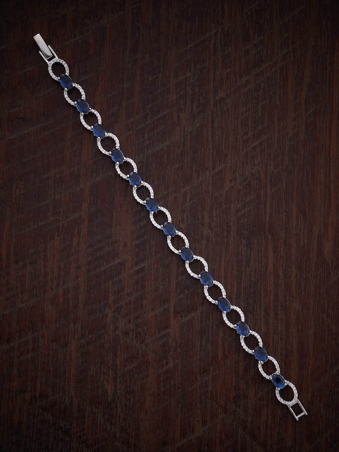 

Kushal's Fashion Jewellery Cubic Zirconia Rhodium-Plated Link Bracelet, Silver