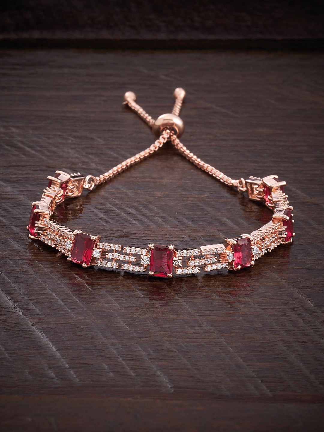 

Kushal's Fashion Jewellery Cubic Zirconia Rose Gold-Plated Wraparound Bracelet