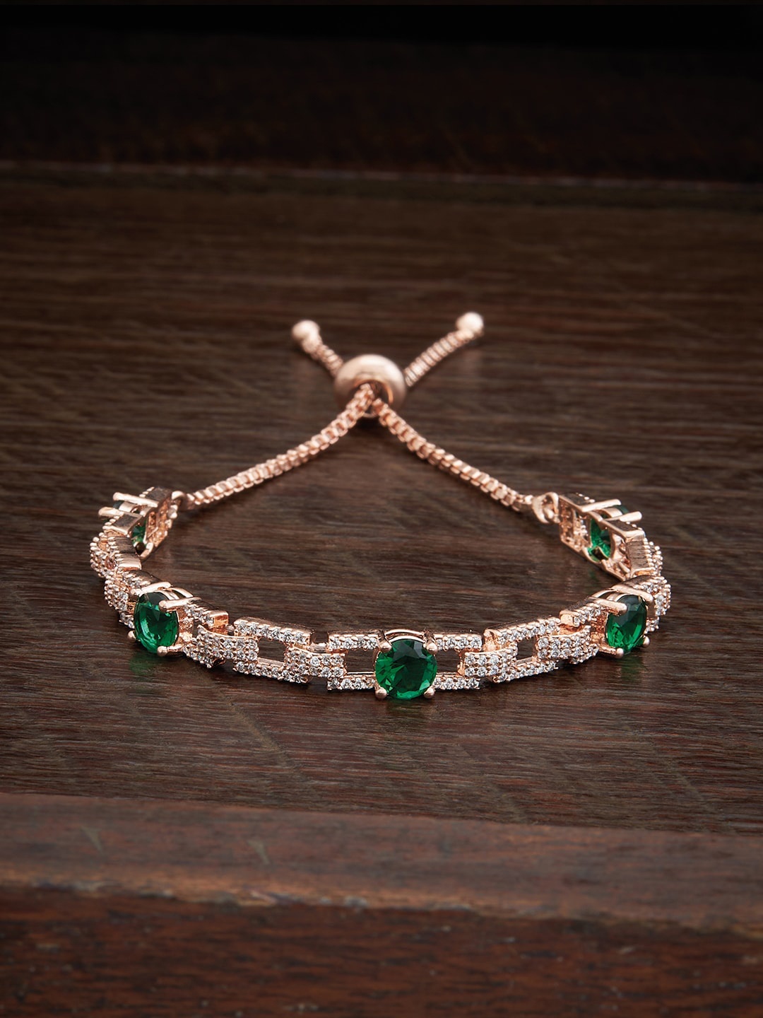 

Kushal's Fashion Jewellery Cubic Zirconia Rose Gold-Plated Cuff Bracelet