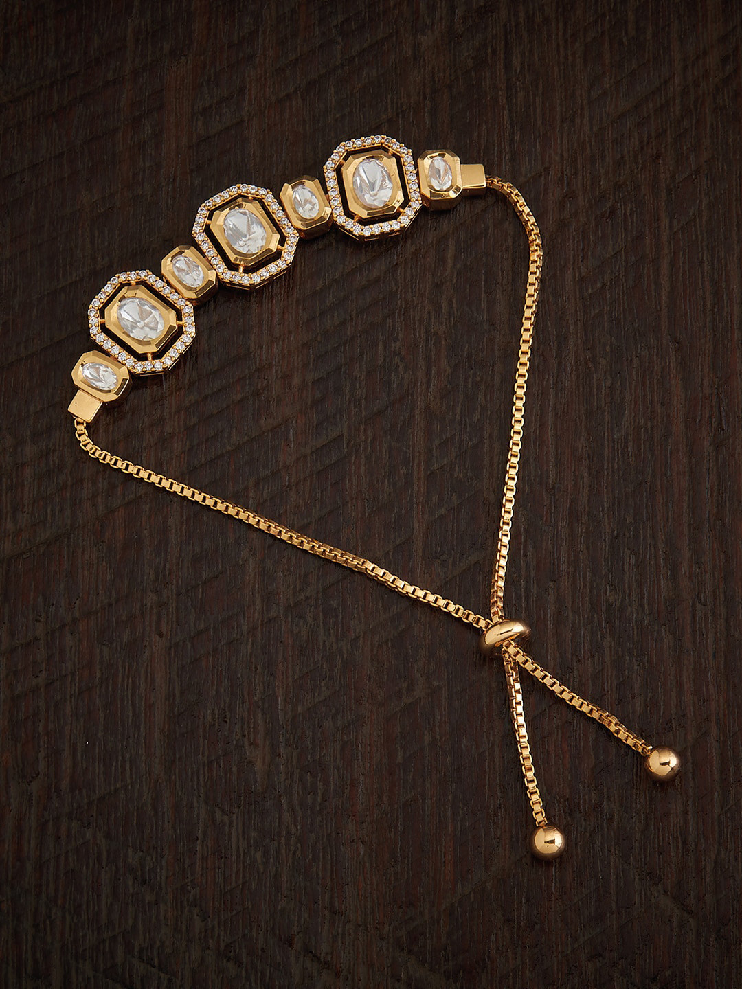 

Kushal's Fashion Jewellery Gold-Plated Kundan-Studded Wraparound Bracelet