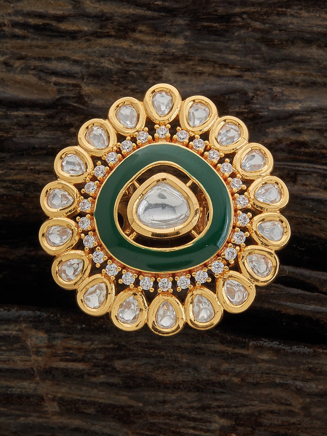 

Kushal's Fashion Jewellery Kundan-Studded Finger Ring, Gold