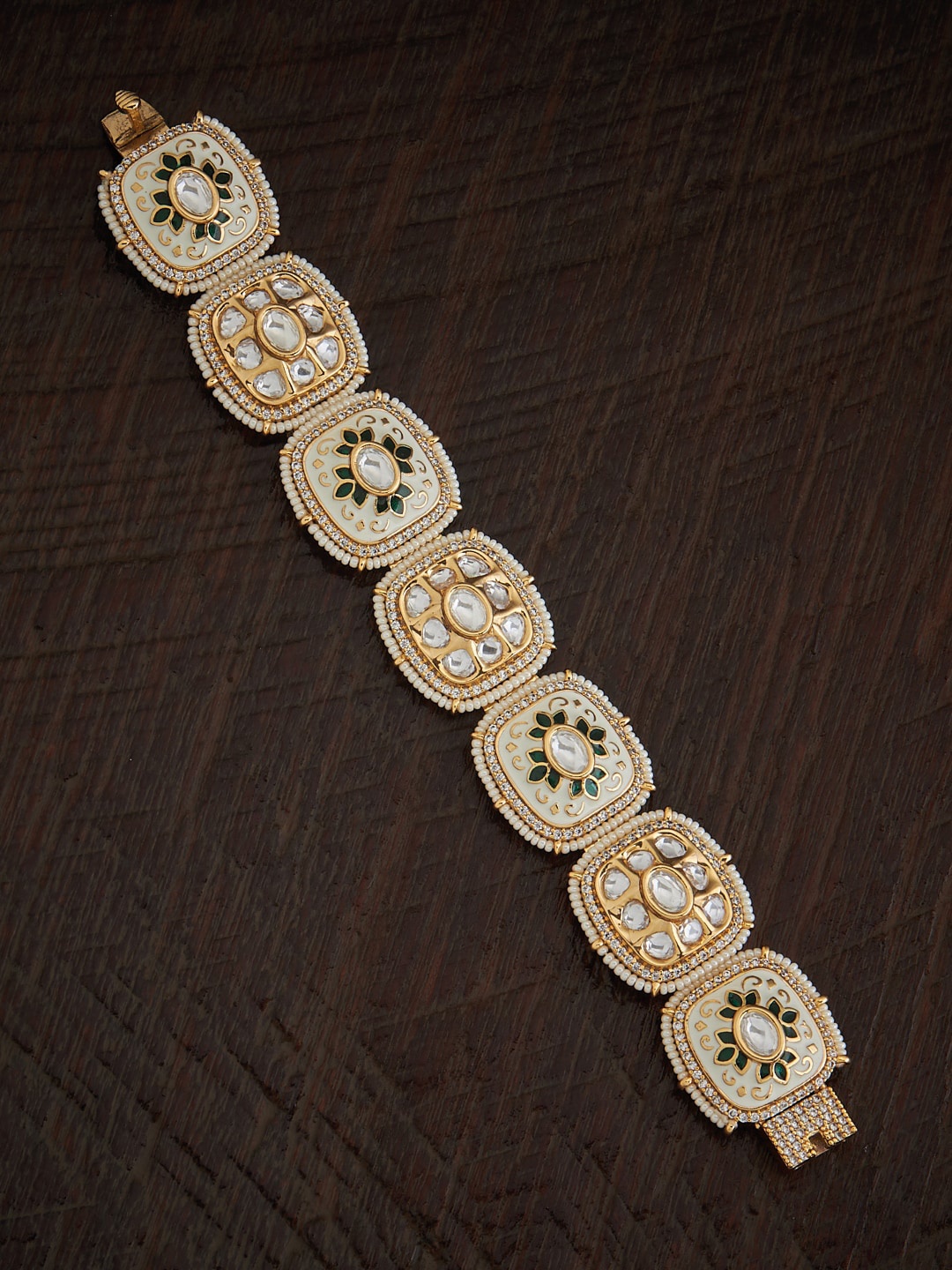 

Kushal's Fashion Jewellery Ethnic Kundan Link Bracelet, Gold