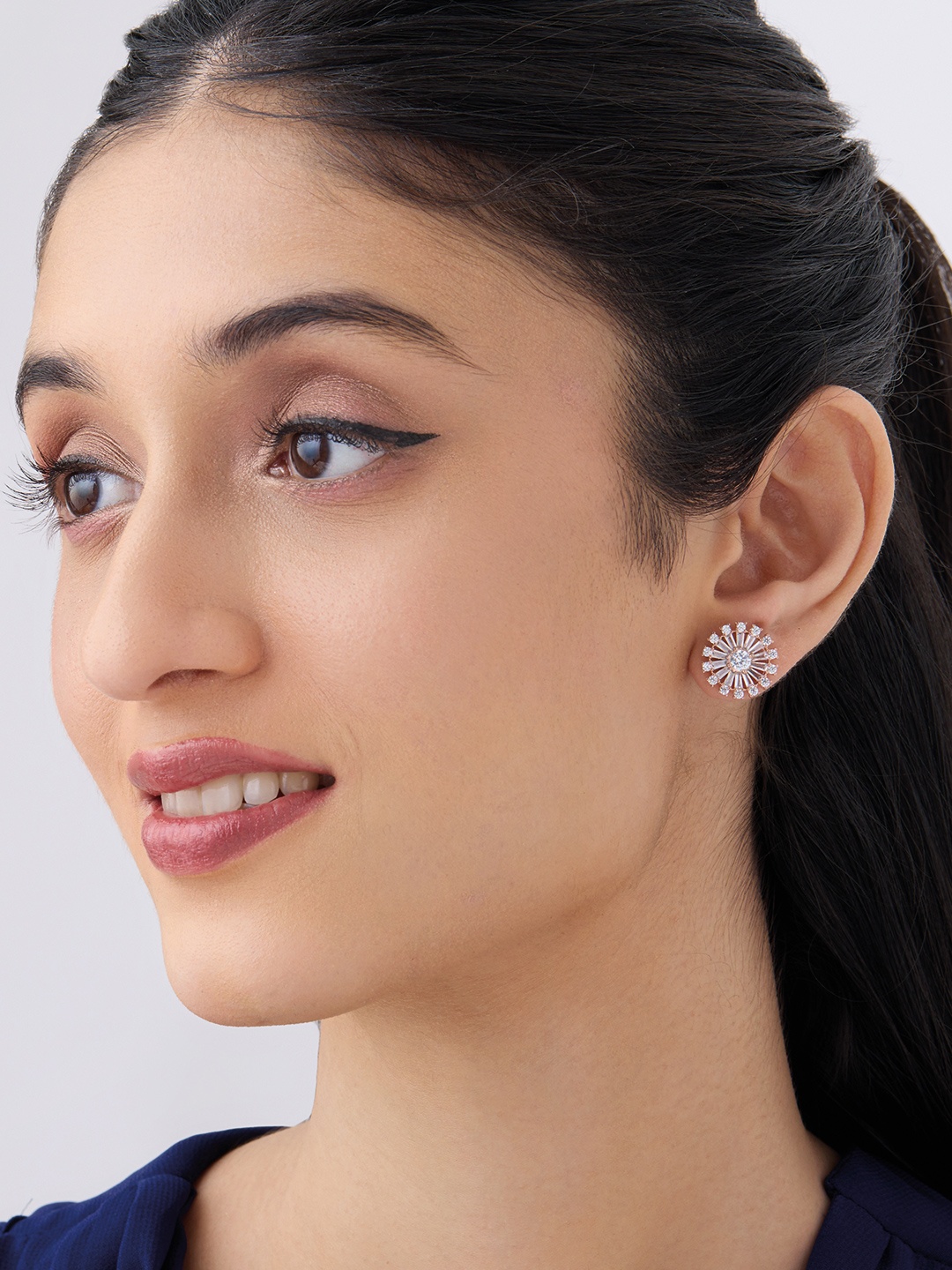 

Kushal's Fashion Jewellery Rose Gold-Plated Cubic Zircon Studded Classic Studs