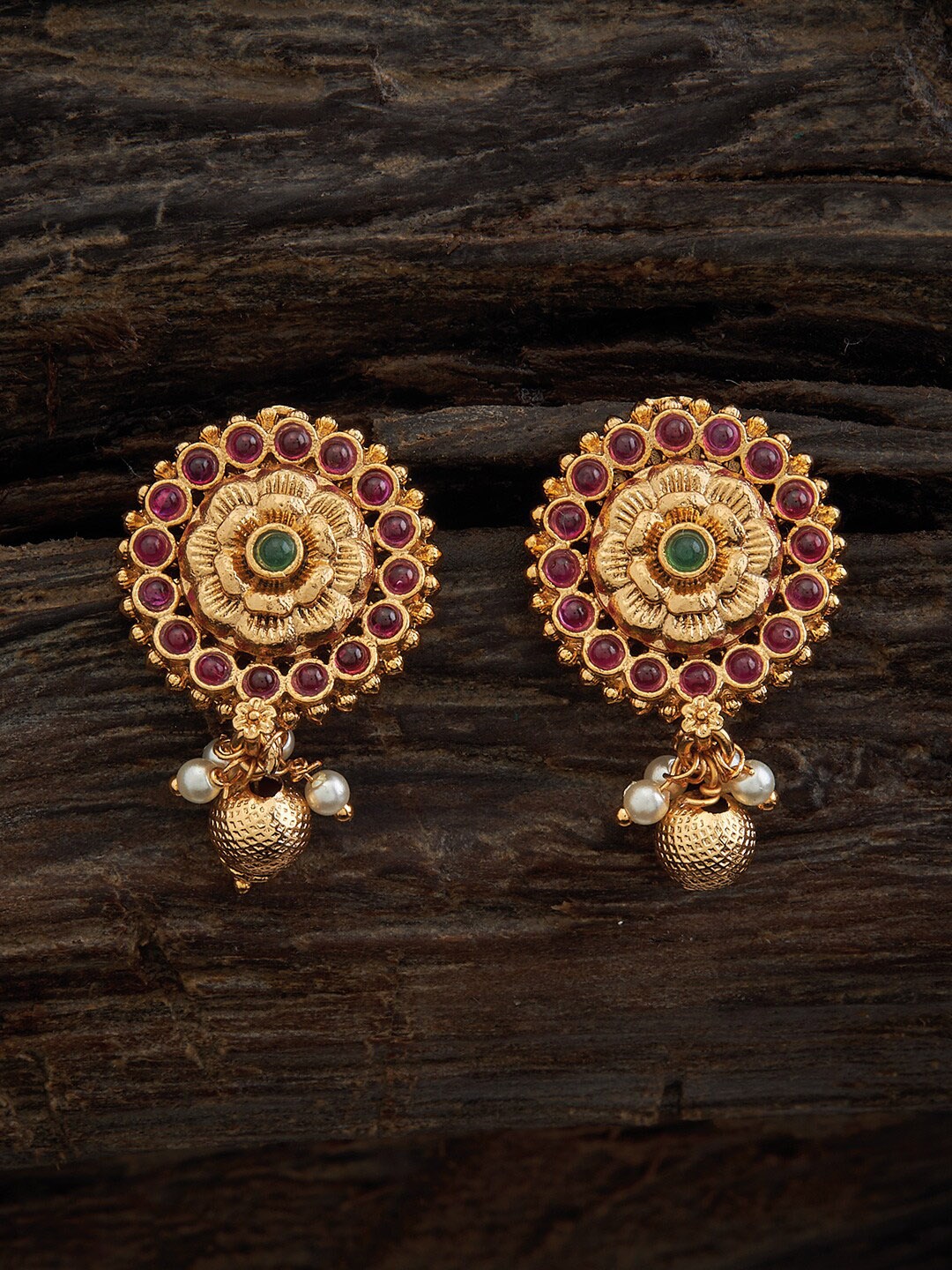 

Kushal's Fashion Jewellery Gold-Plated Circular Studs Earrings