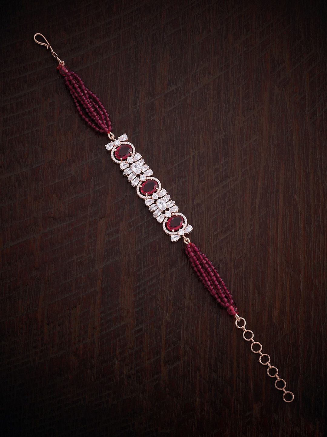 

Kushal's Fashion Jewellery Cubic Zirconia Rose Gold-Plated Link Bracelet