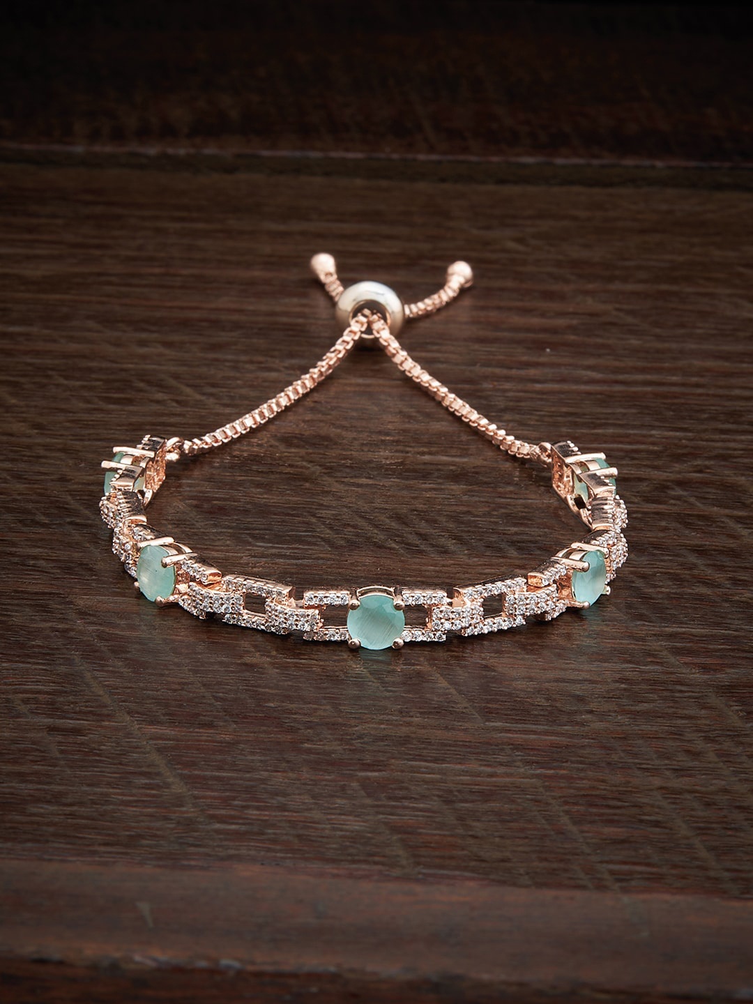 

Kushal's Fashion Jewellery Cubic Zirconia Rose Gold-Plated Cuff Bracelet
