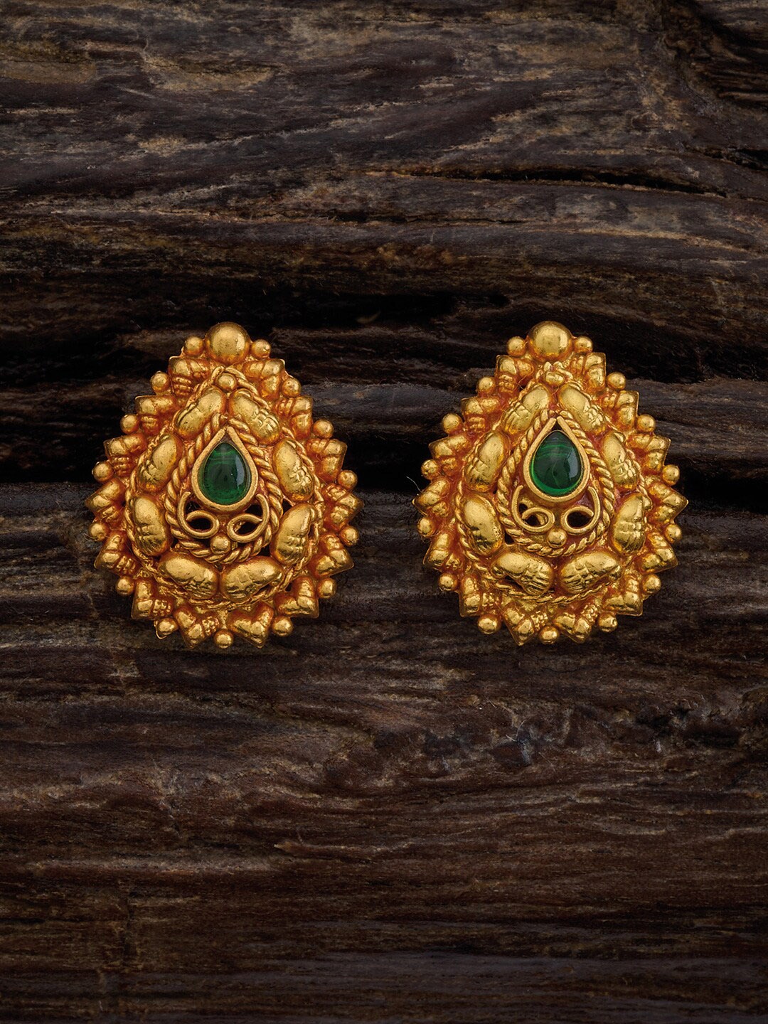 

Kushal's Fashion Jewellery 92.5 Pure Silver Gold-Plated Studs Earrings