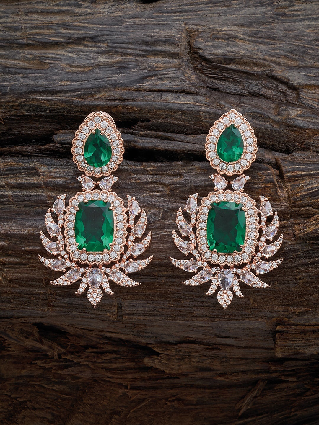 

Kushal's Fashion Jewellery Rose Gold-Plated Zircon-Studded Contemporary Drop Earrings