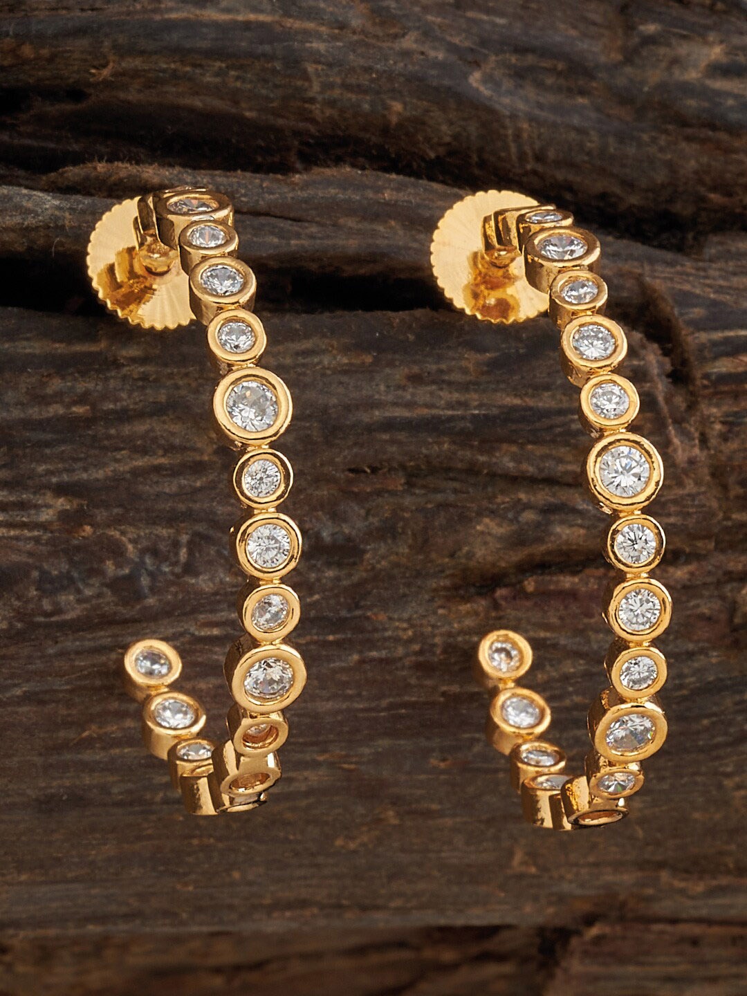 

Kushal's Fashion Jewellery Gold-Plated Classic Half Hoop Earrings