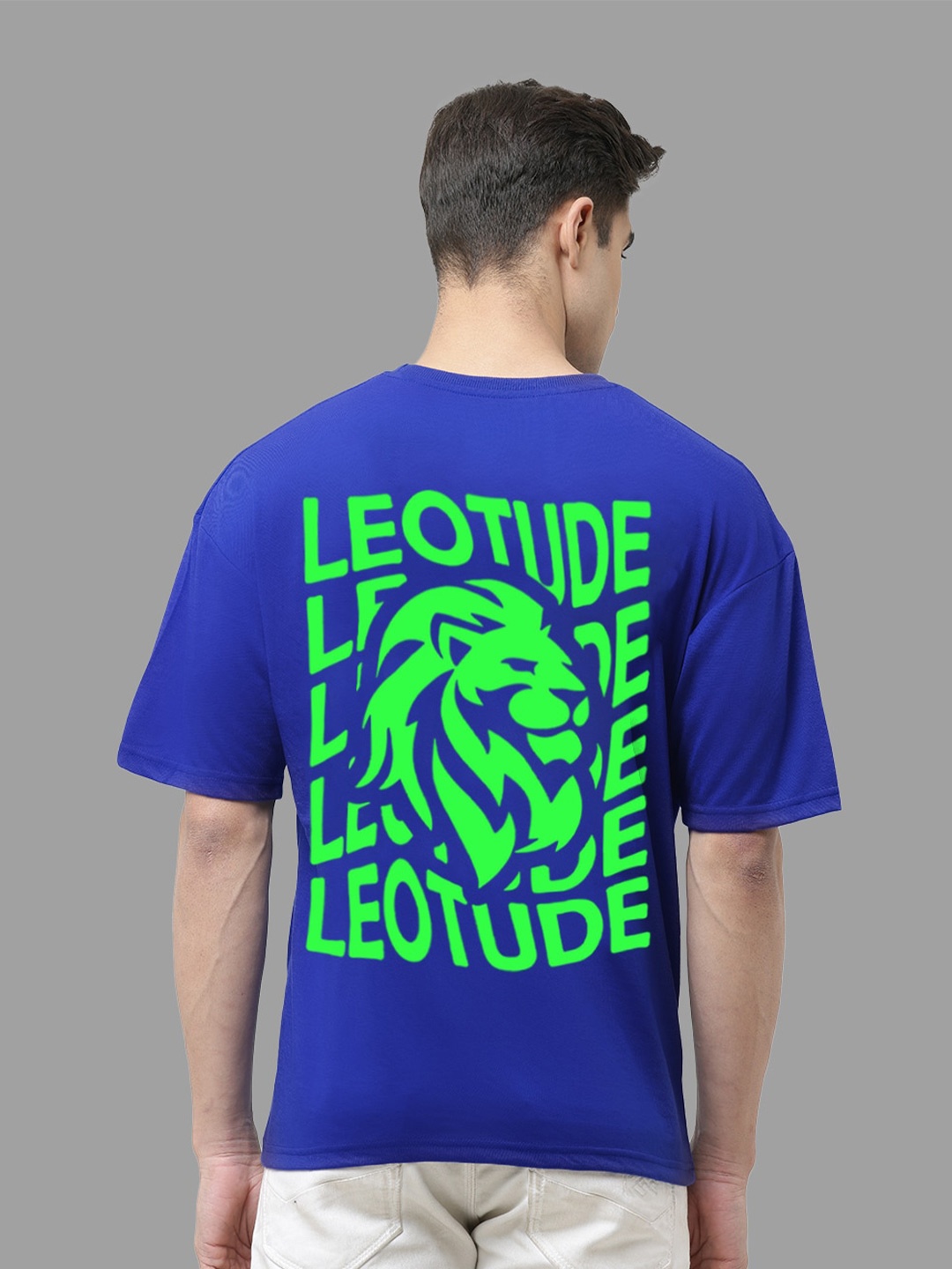 

Leotude Graphic Printed Drop Shoulder Sleeves Oversized Casual T-shirt, Blue