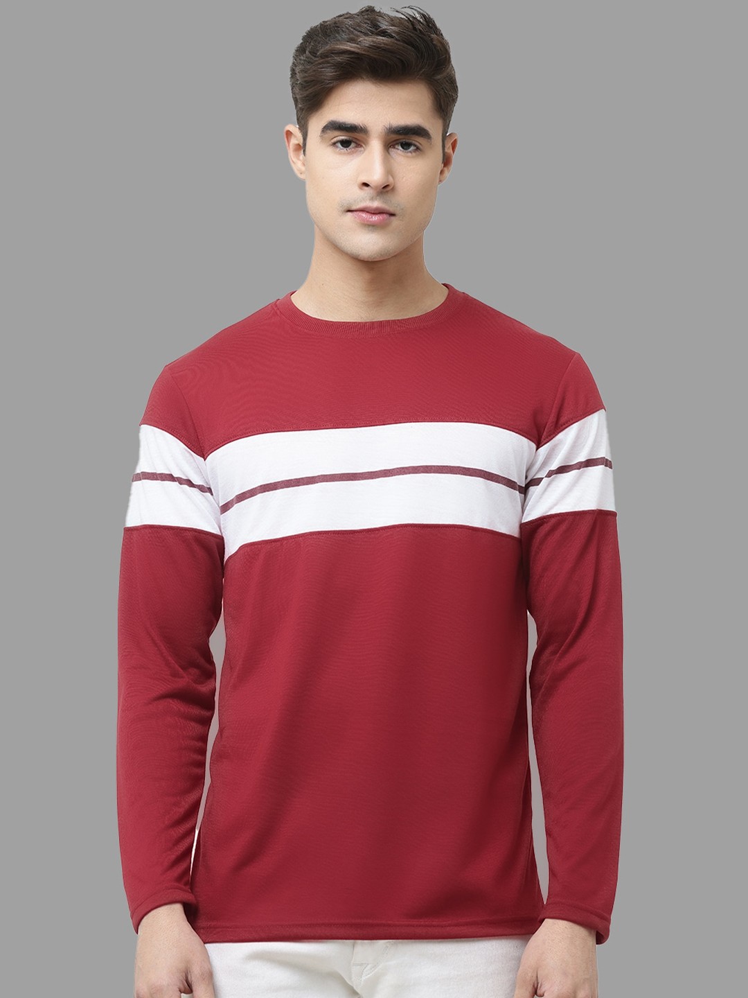 

Leotude Round Neck Casual T-shirt, Maroon