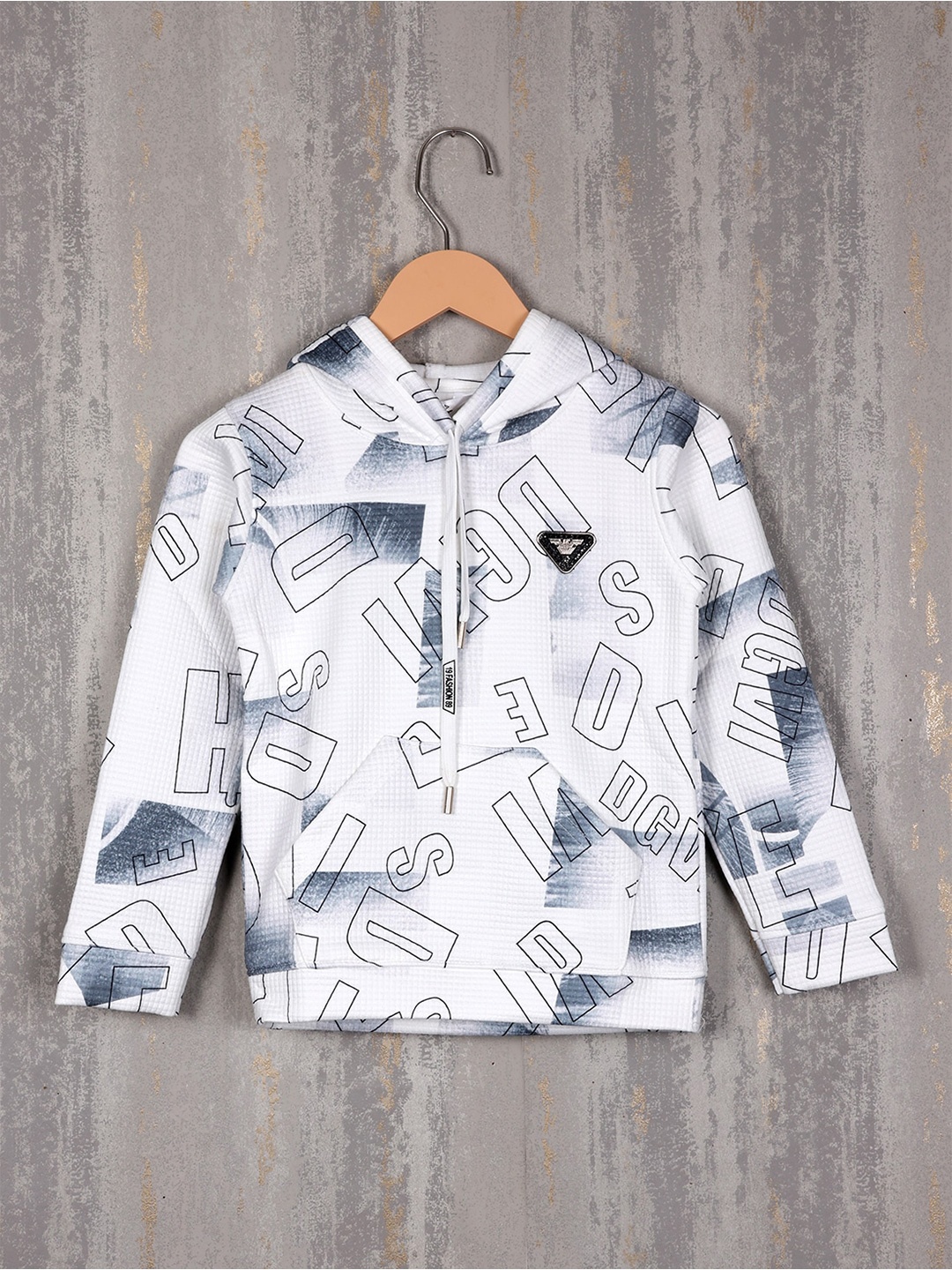 

Albion Boys Typography Printed Hooded Pure Cotton Pullover, Grey