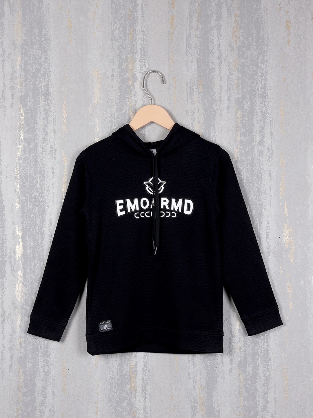 

Steele Boys Typography Printed Hooded Pullover Sweatshirt, Black