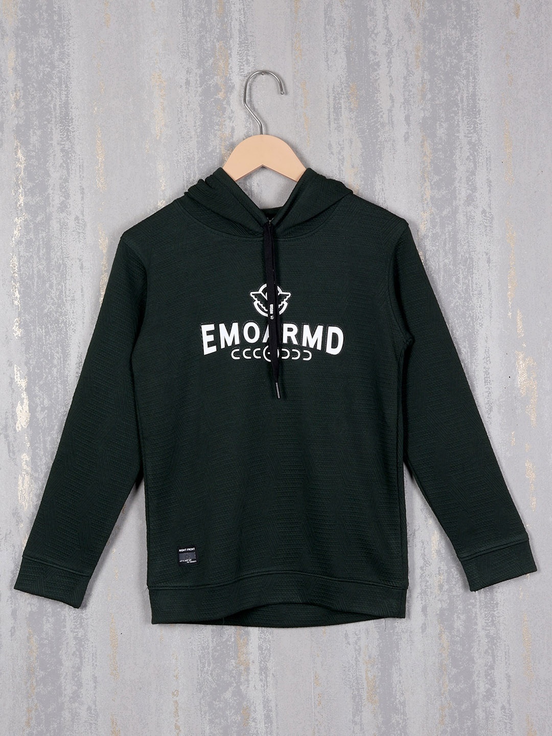 

Steele Boys Typography Printed Hooded Pullover, Green