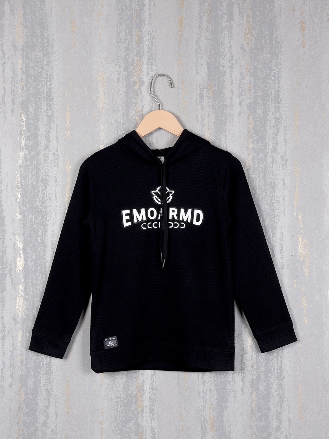 

Steele Boys Typography Printed Hooded Sweatshirt, Black