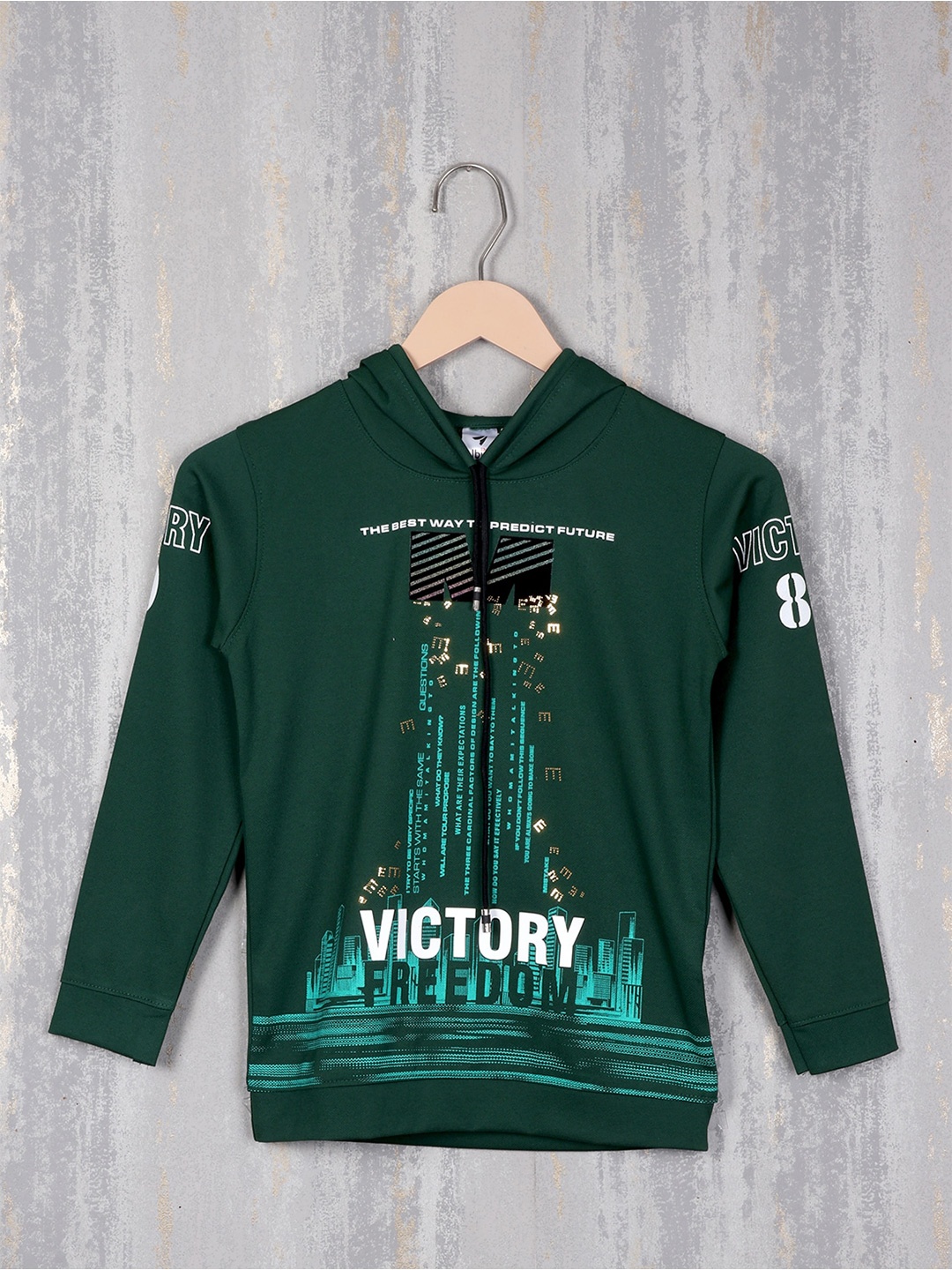

Albion Boys Typography Printed Hooded Pure Cotton Sweatshirt, Green