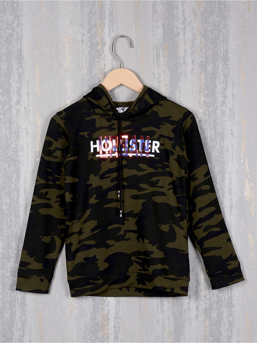 

Albion Boys Camouflage Printed Pure Cotton Hooded Pullover Sweatshirt, Green