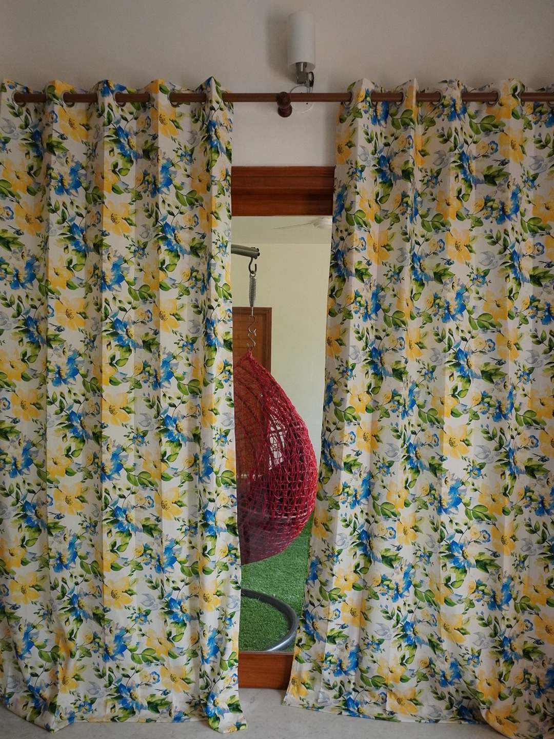 

TARA- Sparkling Homes Yellow & Blue Floral Window Curtain