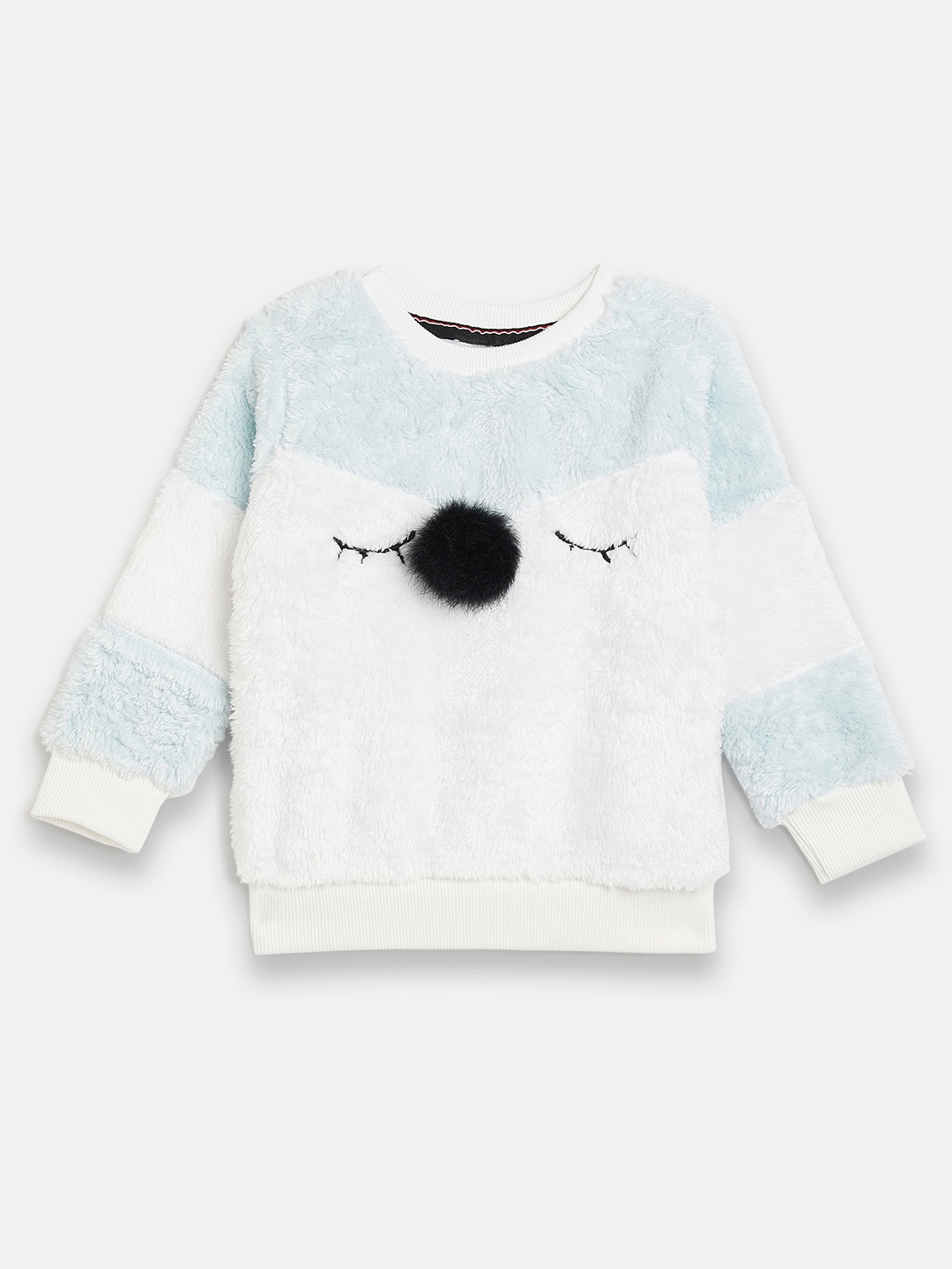 

Ben & Joe Girls Colourblocked Applique Woolen Pullover Sweater, White