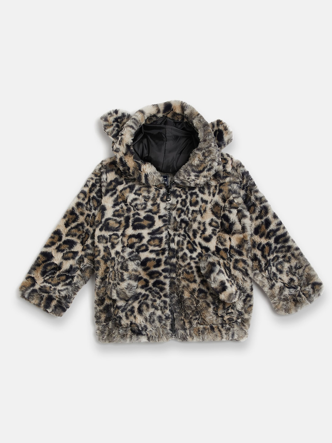 

Ben & Joe Girls Animal Printed Hooded Fleece Front-Open Sweatshirt, Black