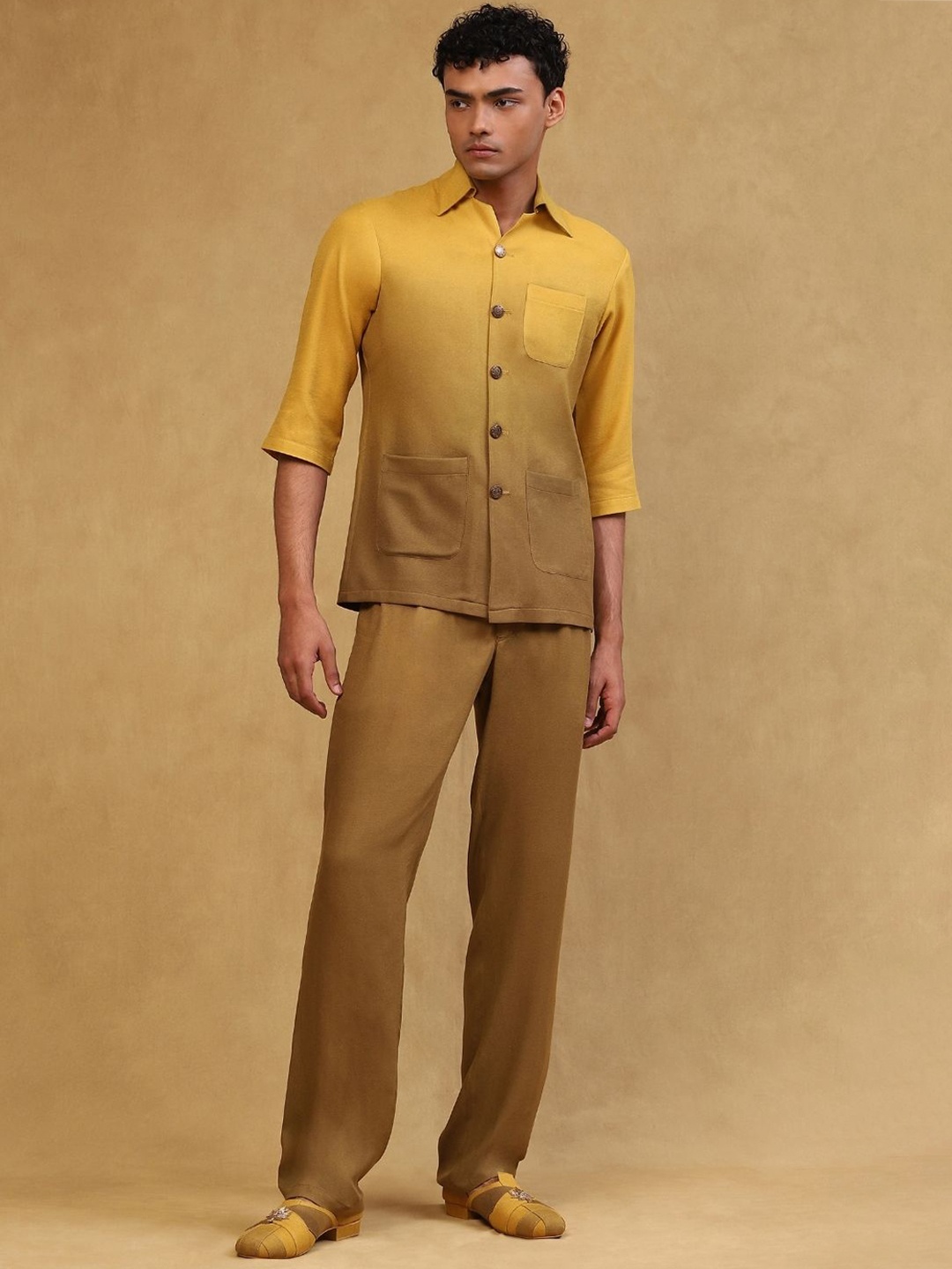 

Soniya g Ombre Pattern Linen Shirt & Trousers, Mustard